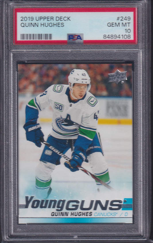 QUINN HUGHES - 2019 Upper Deck Young Guns #249, PSA 10