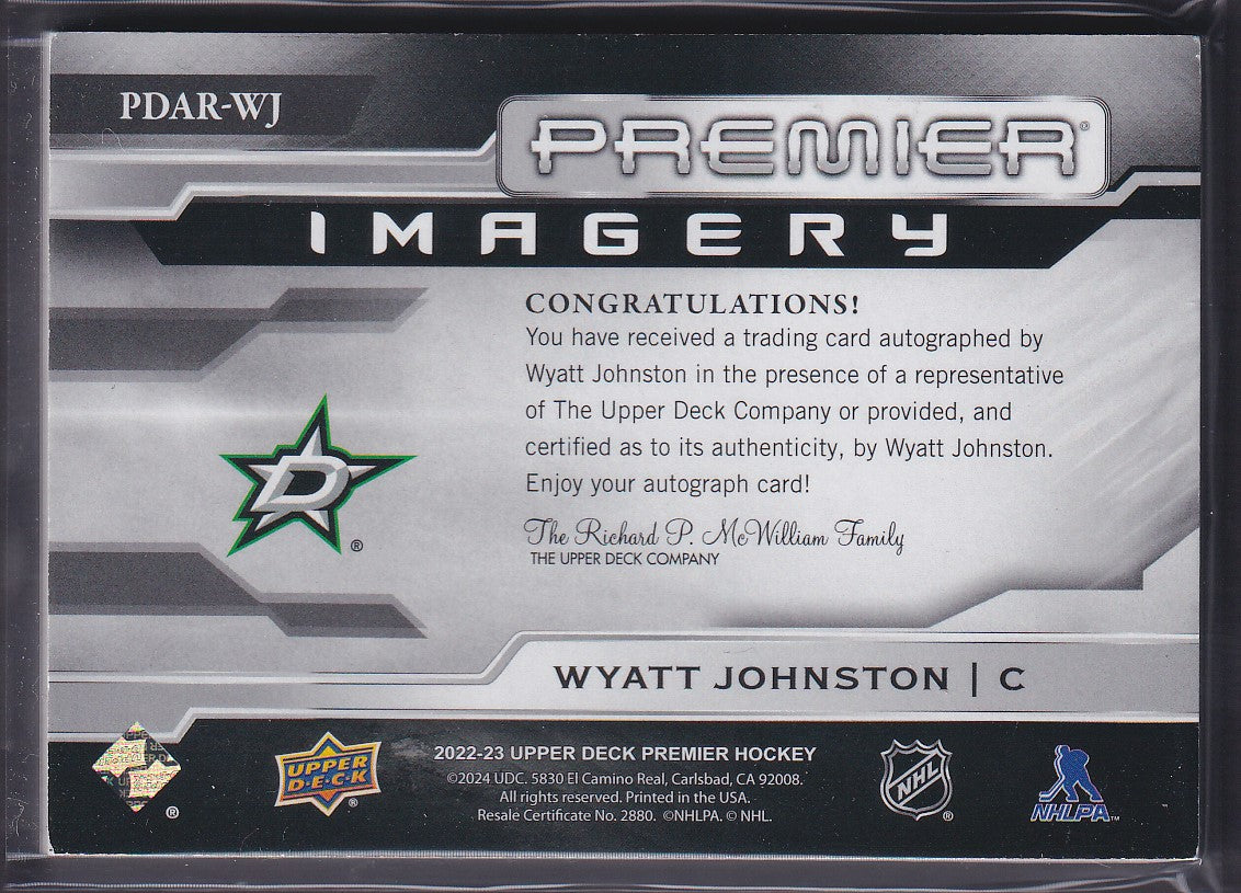 WYATT JOHNSTON - 2022 Upper Deck Premier Imagery Rookies Auto #PDAR-WJ, /15