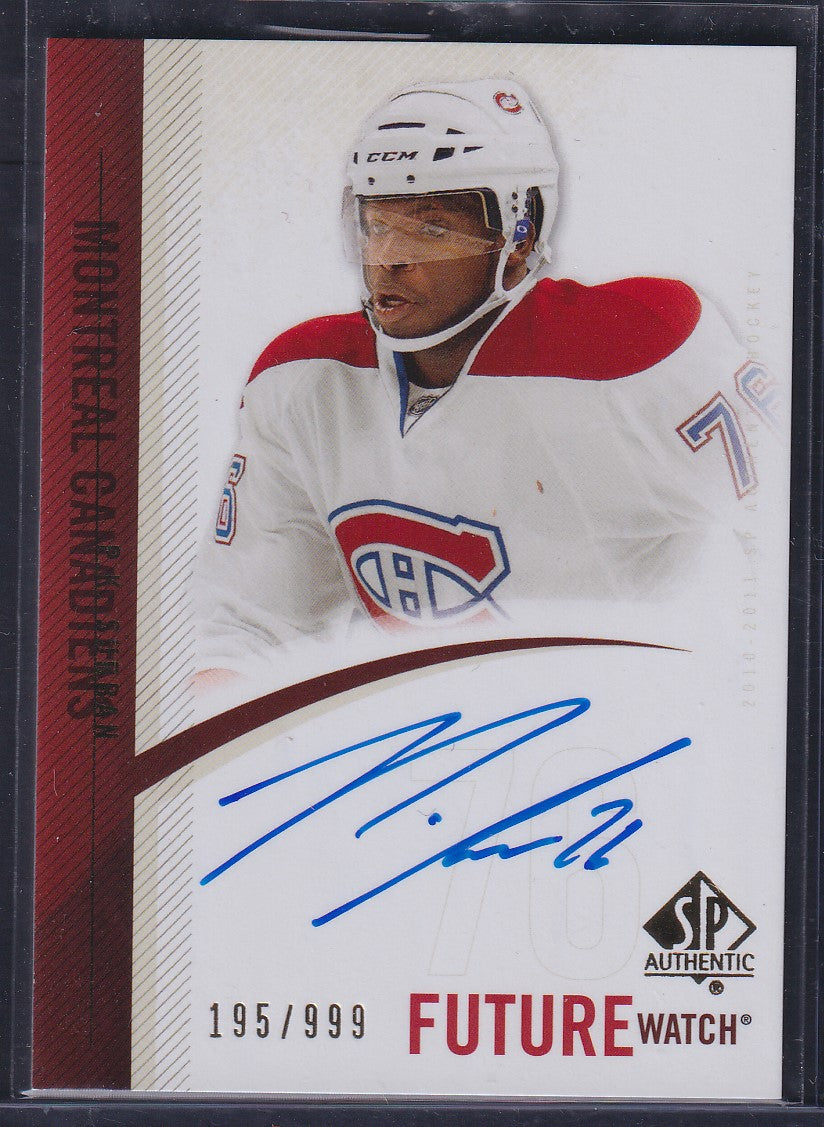 P.K. SUBBAN - 2010 SP Authentic Future Watch Auto #271, /999