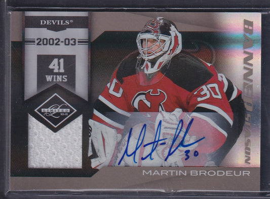 MARTIN BRODEUR - 2010 Panini Limited Banner Season Auto Patch #15, /49