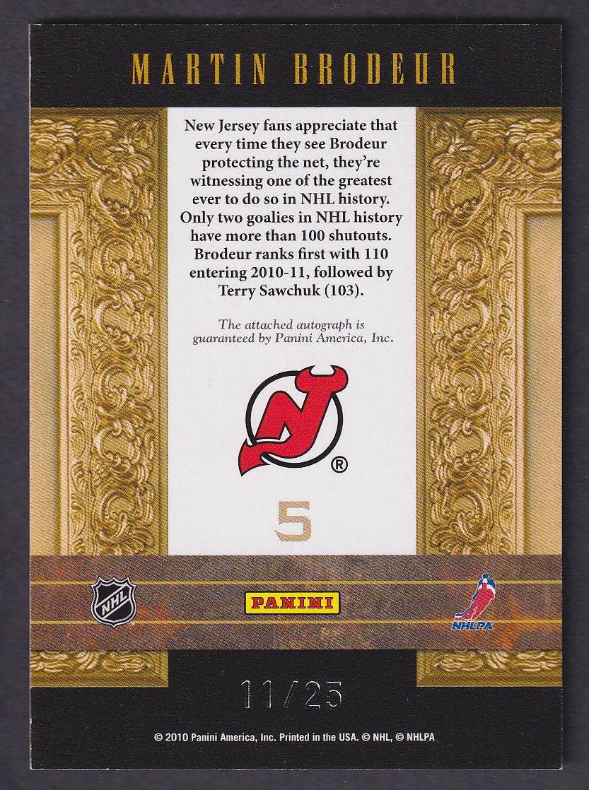 MARTIN BRODEUR - 2010 Panini Crown Royale Legends Auto #5, /25