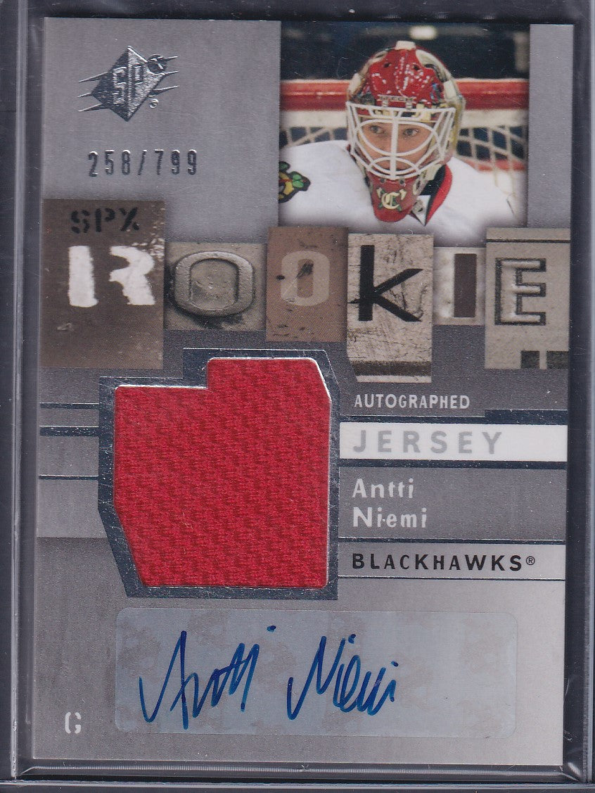 ANTTI NIEMI - 2009 Upper Deck SPx Rookie Jersey Patch Auto #172, /799