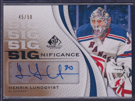 HENRIK LUNDQVIST - 2010 SP Game Used Significance Auto #SIG-HL, /50