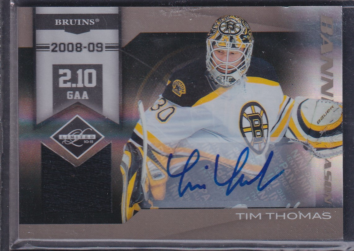 TIM THOMAS - 2010 Panini Limited Banner Season Auto Patch #20, /49