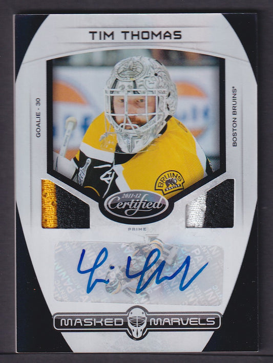 TIM THOMAS - 2011 Panini Masked Marvels Auto #2, /10