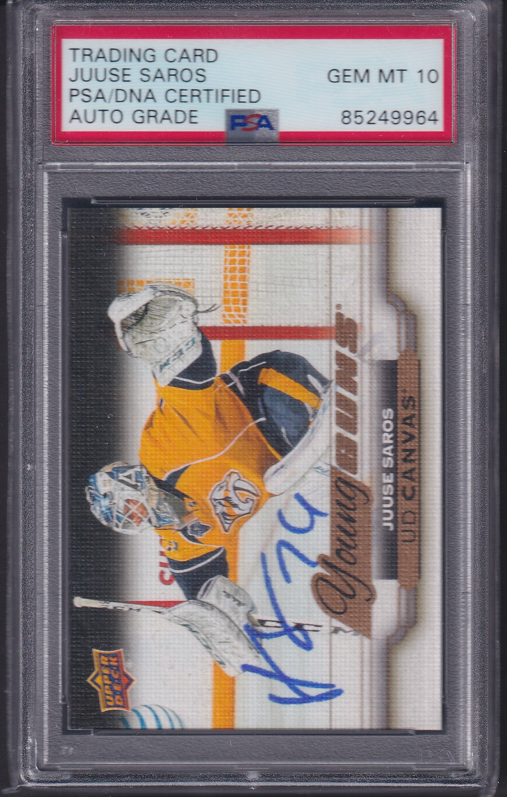 JUSSE SAROS - 2015 Upper Deck Young Guns Canvas AUTO #C219, PSA Auto 10