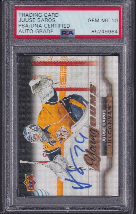 JUSSE SAROS - 2015 Upper Deck Young Guns Canvas AUTO #C219, PSA Auto 10