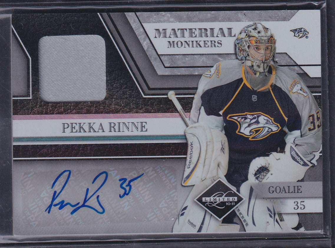 PEKKA RINNE - 2010 Panini Limited Material Monikers Auto Patch #40, /25