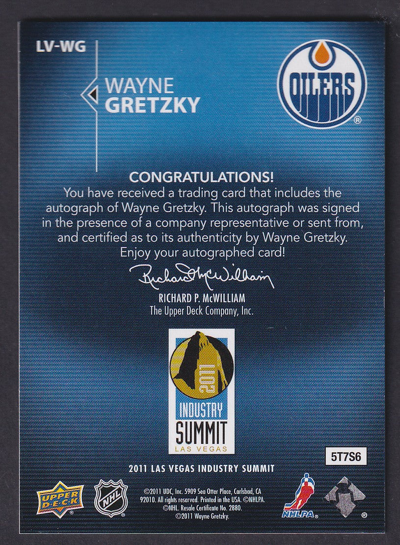 WAYNE GRETZKY - 2011 Upper Deck Industry Summit Signature Icons Auto #LV-WG, /10