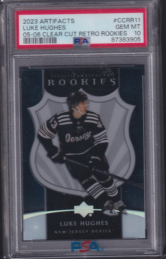 LUKE HUGHES - 2023 Upper Deck Artifacts Rookies Clear Cut #CCRR-H, PSA 10