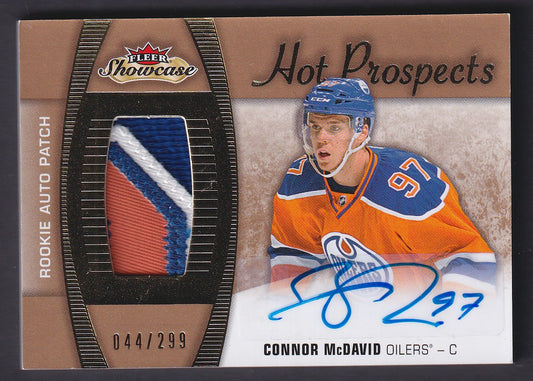 CONNOR MCDAVID - 2015 Fleer Showcase Hot Prospects Auto Patch #189 /299, 4 color