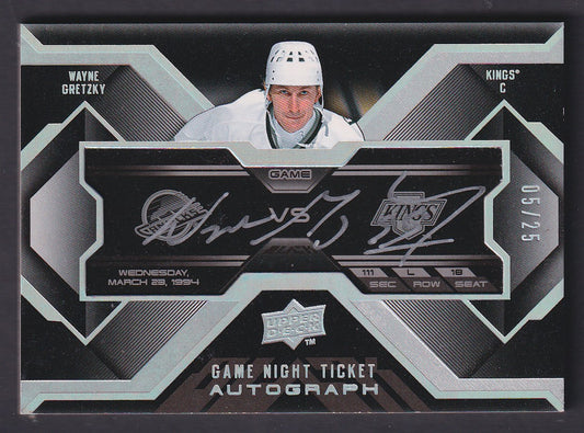 WAYNE GRETZKY - 2008 Upper Deck Game Night Ticket Auto #GN-WG, /25