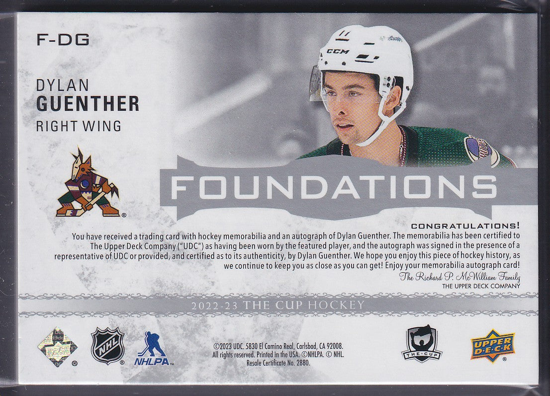 DYLAN GUENTHER - 2022 The Cup Rookie Foundations Auto Quad Patch #F-DG, /15