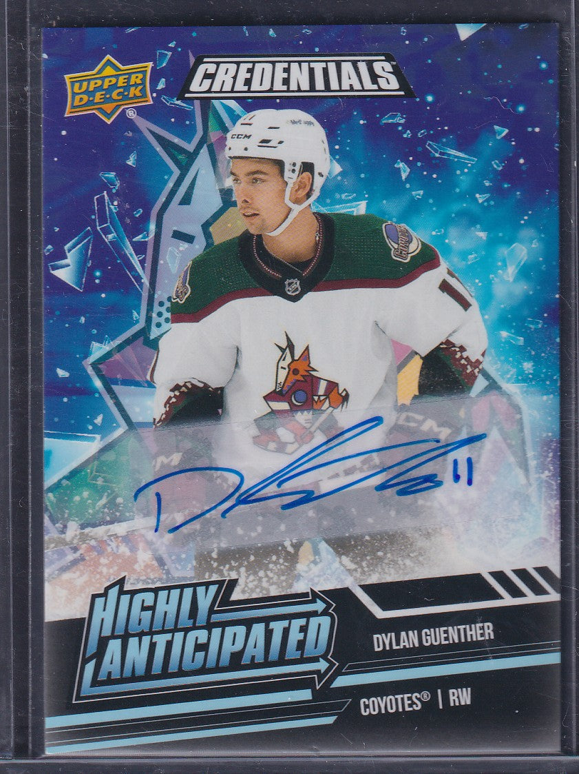 DYLAN GUENTHER - 2022 Upper Deck Credentials Highly Anticipated Auto Rookie