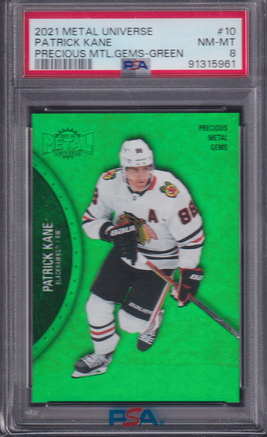 PATRICK KANE - 2021 Metal Universe Precious Metal Gems GREEN #10, PSA 8, /10