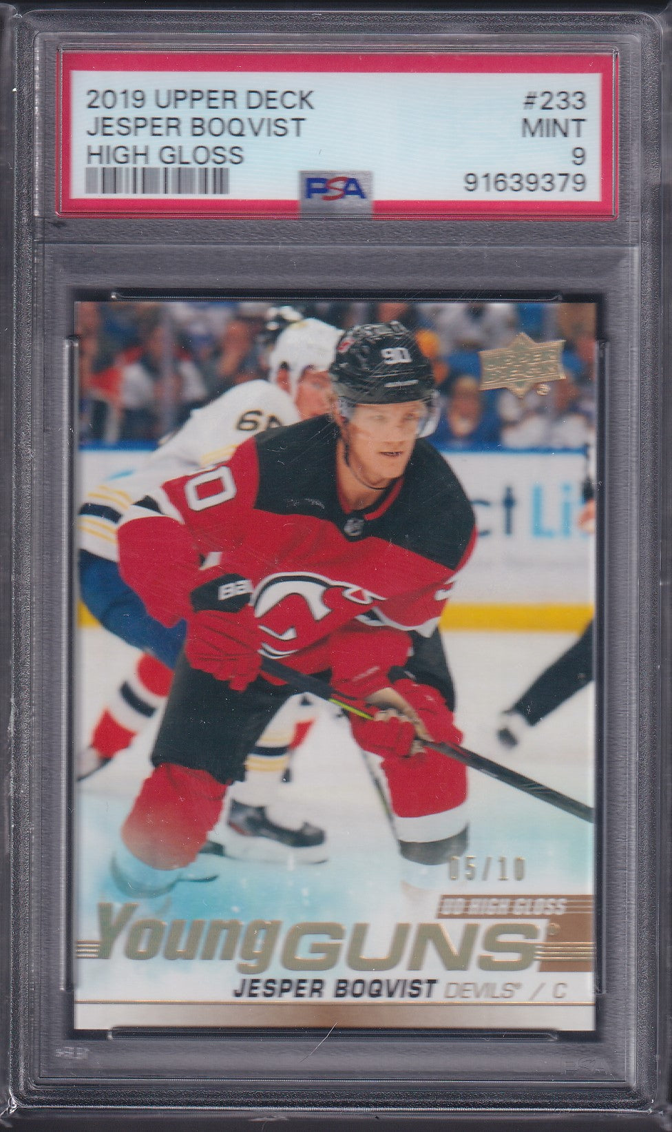 JESPER BOQVIST - 2019 Upper Deck Young Guns HIGH GLOSS #233, PSA 9