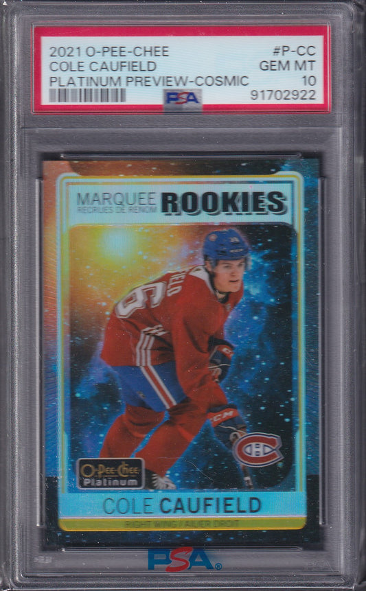COLE CAUFIELD - 2021 O-Pee-Chee Platinum Preview COSMIC #P-CC, /75, PSA 10