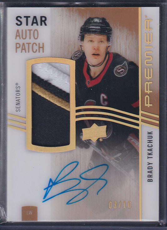 BRADY TKACHUK - 2023 Upper Deck Premier Star Auto Patch #AV-BT, /10