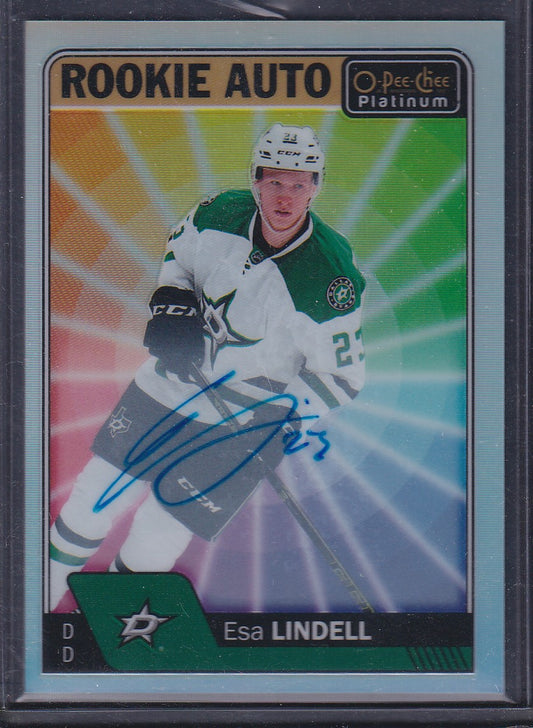 ESA LINDELL - 2016 O-Pee-Chee Platinum Rookie RAINBOW COLOR WHEEL Auto #R-EL