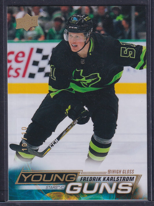 FREDRIK KARLSTROM - 2022 Upper Deck Young Guns HIGH GLOSS #229, /10