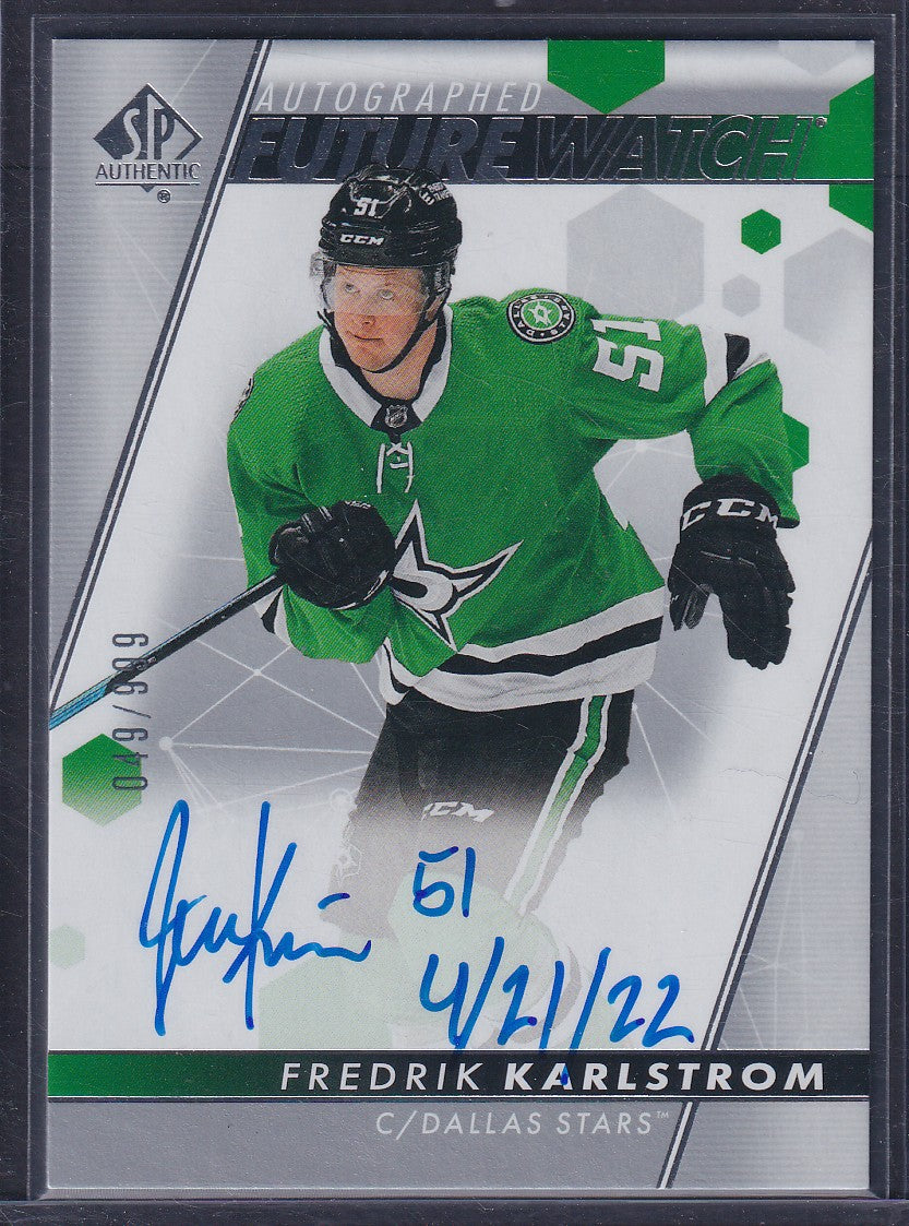FREDRIK KARLSTROM - 2022 SP Authentic Future Watch Auto INSCRIBED #128, /50