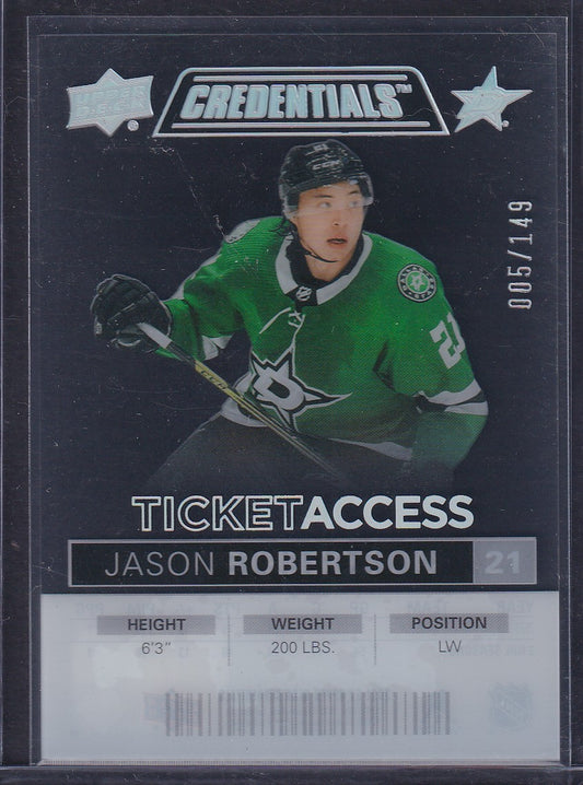 JASON ROBERTSON - 2021 Upper Deck Credentials Ticket Access #TA-JR, /149