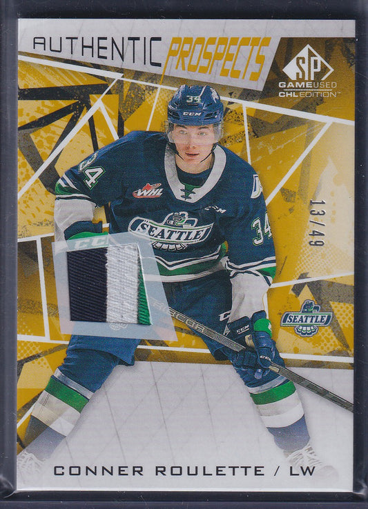 CONNER ROULETTE - 2021 CHL SP Game Used Authentic Prospects Patch #63, /49