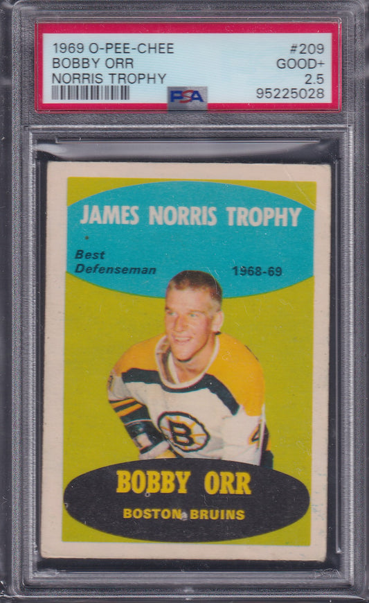 BOBBY ORR - 1969 O-Pee-Chee Norris Trophy #209, PSA 2.5