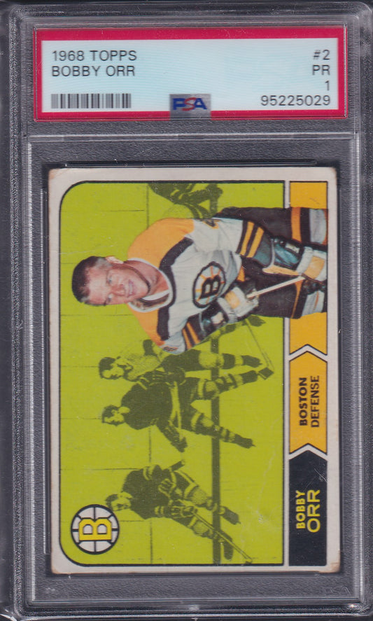 BOBBY ORR - 1968 Topps #2, PSA 1