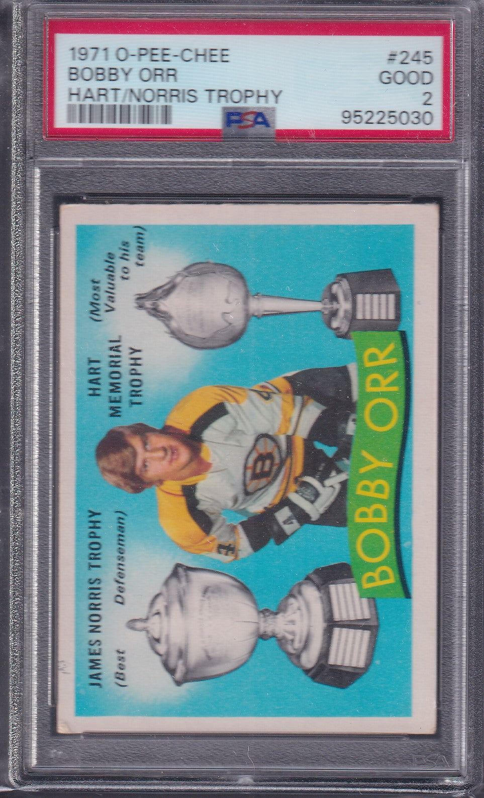 BOBBY ORR - 1971 O-Pee-Chee Hart/Norris Trophy #245, PSA 2