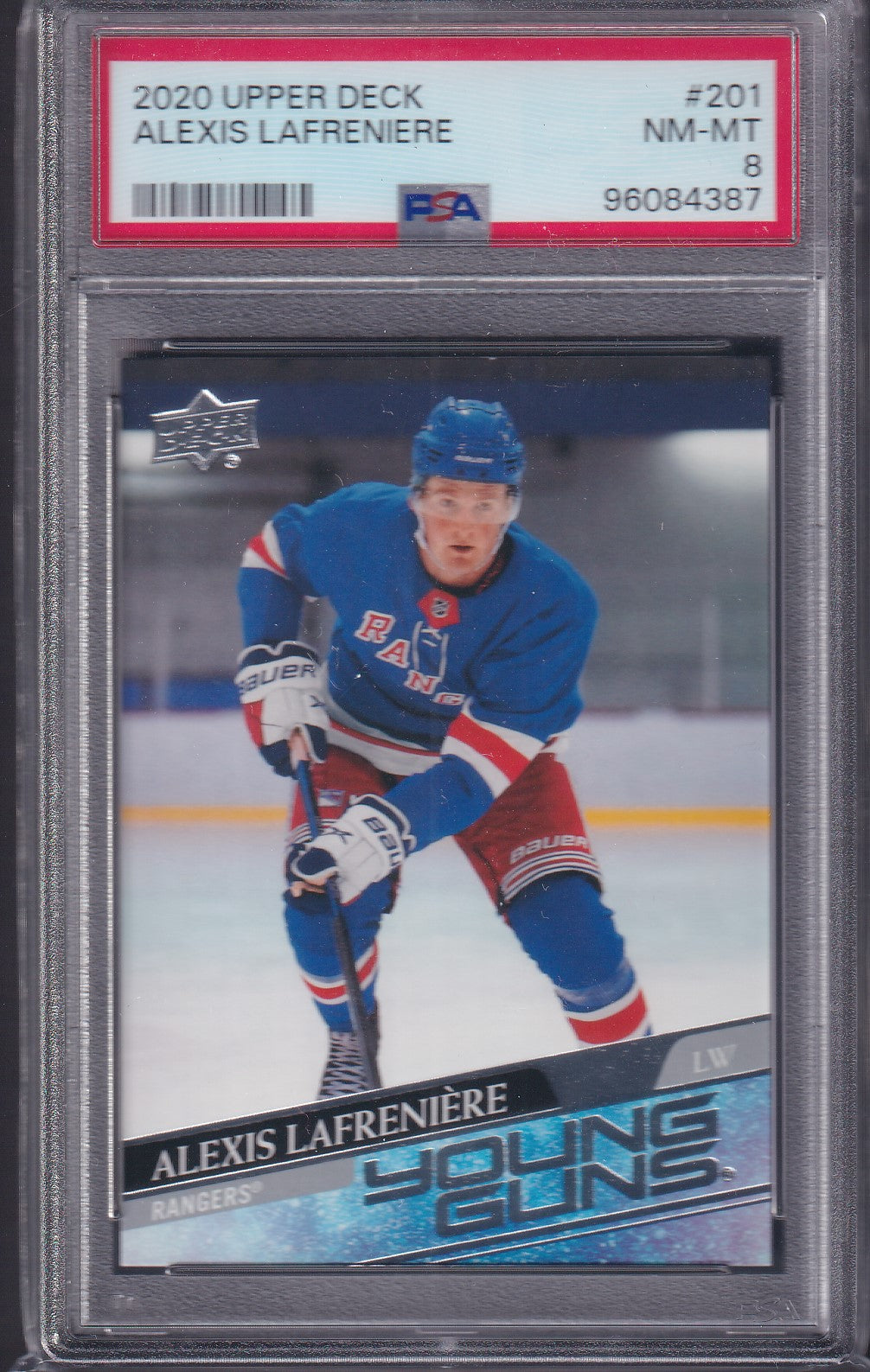 ALEXIS LAFRENIERE - 2020 Upper Deck Young Guns #201, PSA 8