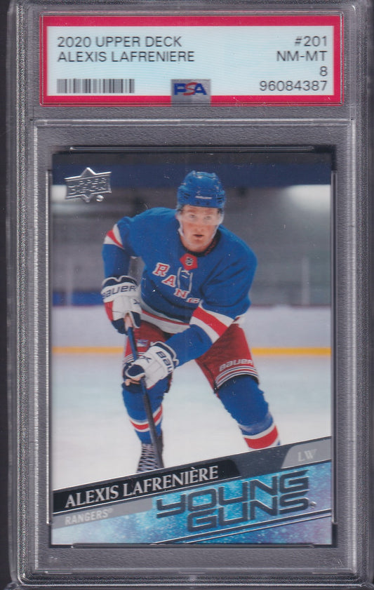 ALEXIS LAFRENIERE - 2020 Upper Deck Young Guns #201, PSA 8