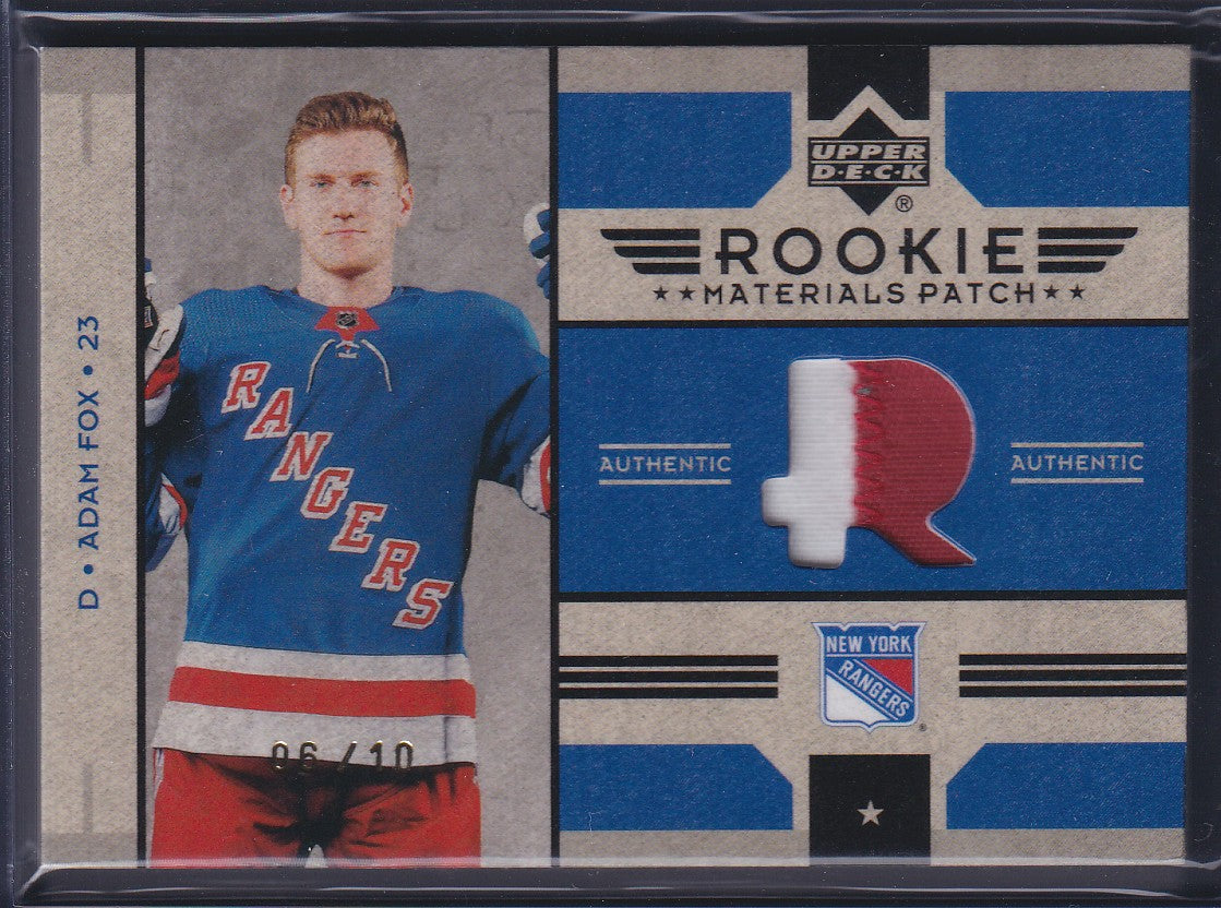 ADAM FOX - 2022 Upper Deck Rookie Materials Patch #RRM-AF, /10
