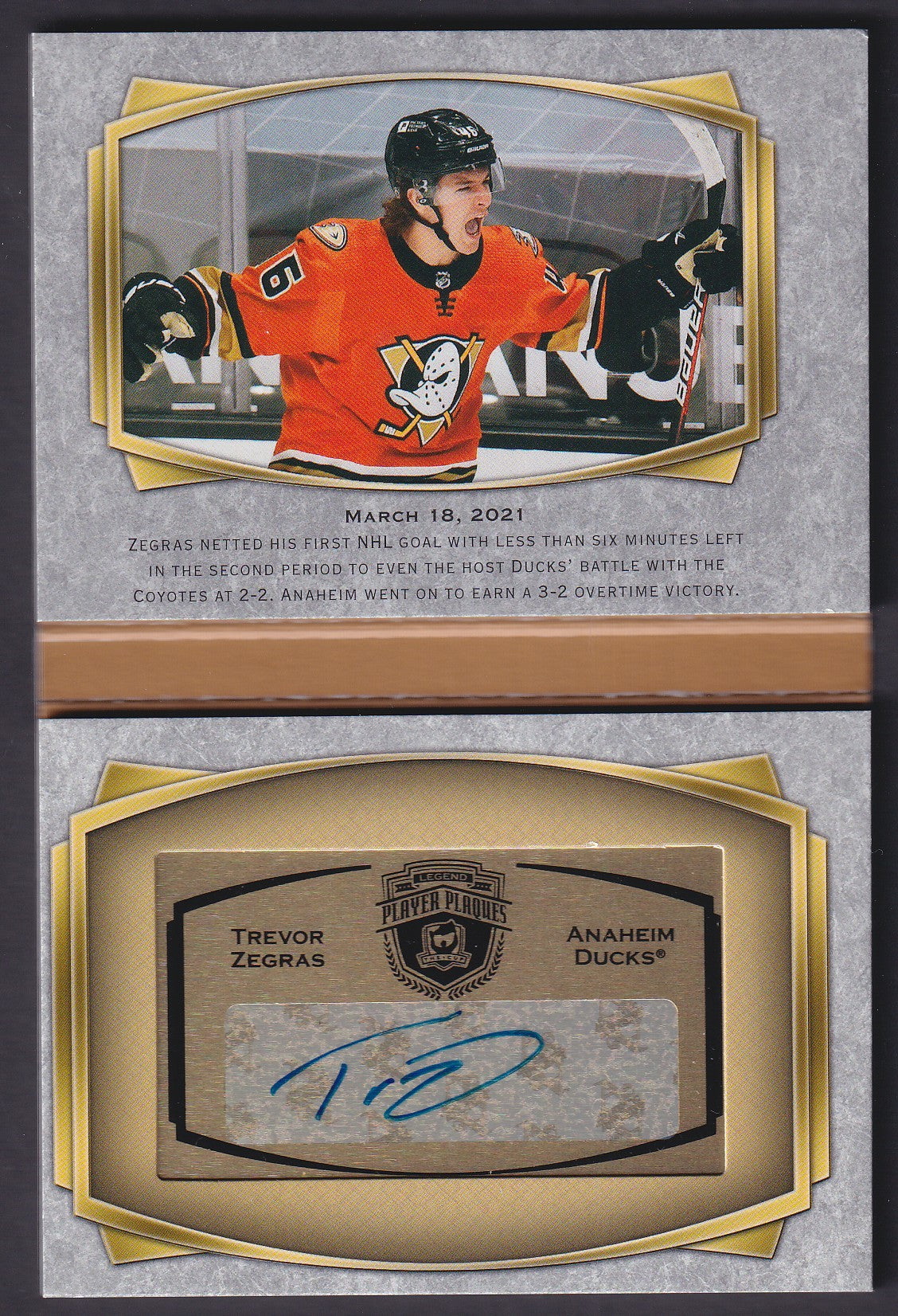 TREVOR ZEGRAS - 2021 The Cup Rookie Player Plaques Auto Booklet #PP-TZ, /35