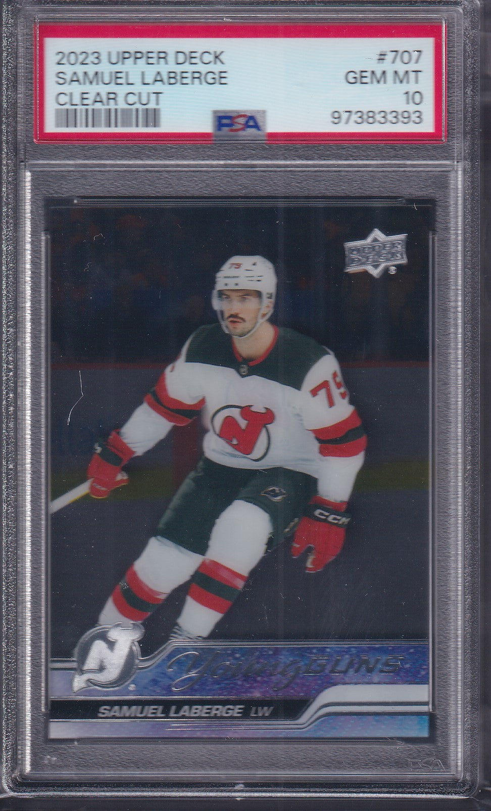 SAMUEL LABERGE - 2023 Upper Deck Young Guns Canvas CLEAR CUT #707, PSA 10