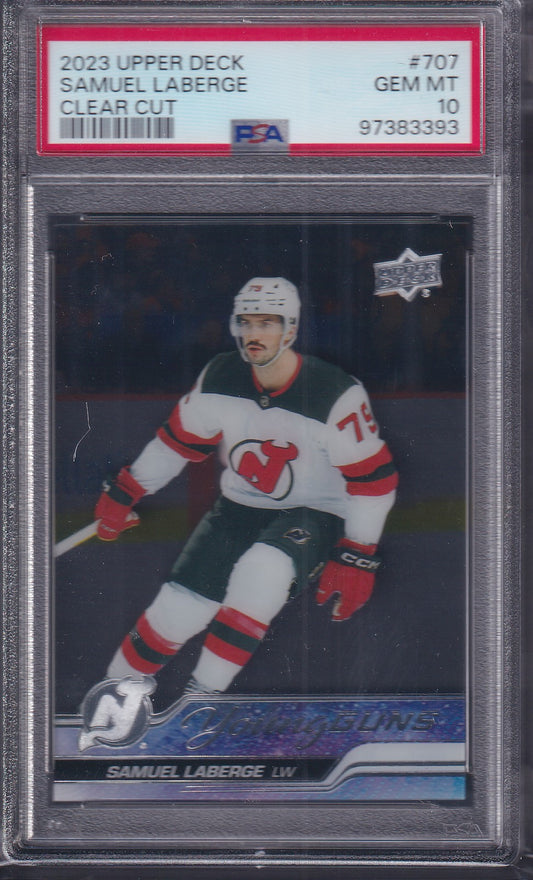 SAMUEL LABERGE - 2023 Upper Deck Young Guns Canvas CLEAR CUT #707, PSA 10