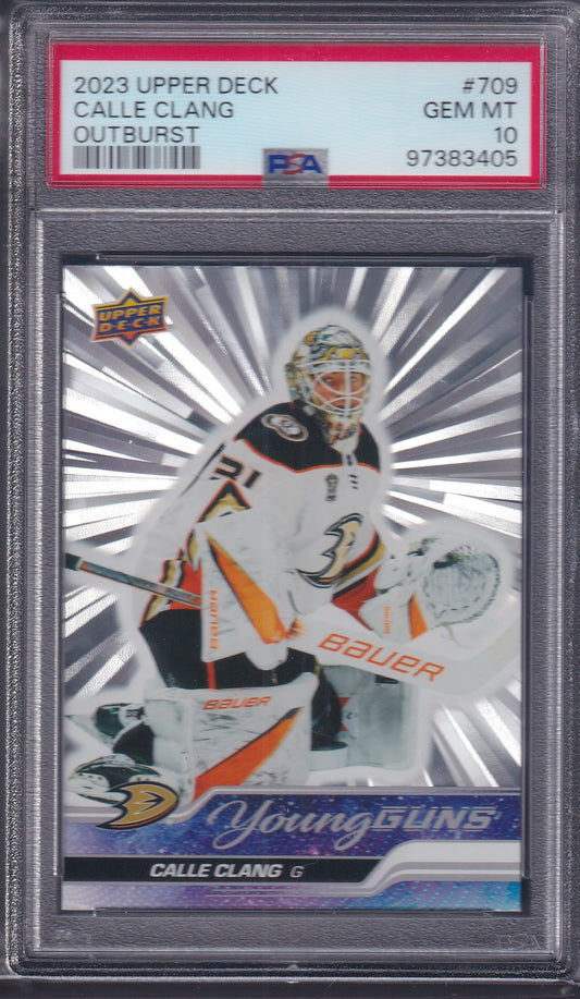 CALLE CLANG - 2023 Upper Deck Young Guns SILVER OUTBURST #709, PSA 10