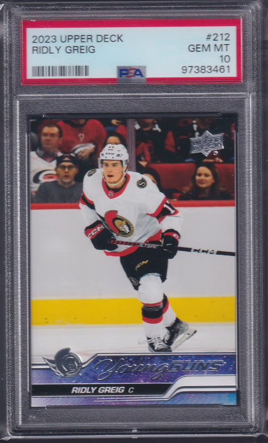 RIDLY GREIG - 2023 Upper Deck Young Guns #212, PSA 10