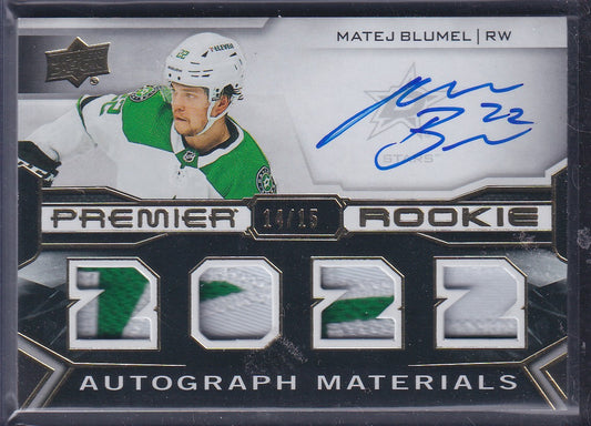 MATEJ BLUMEL - 2022 Upper Deck Premier Rookie 2022 Materials #PRA-BL, /15