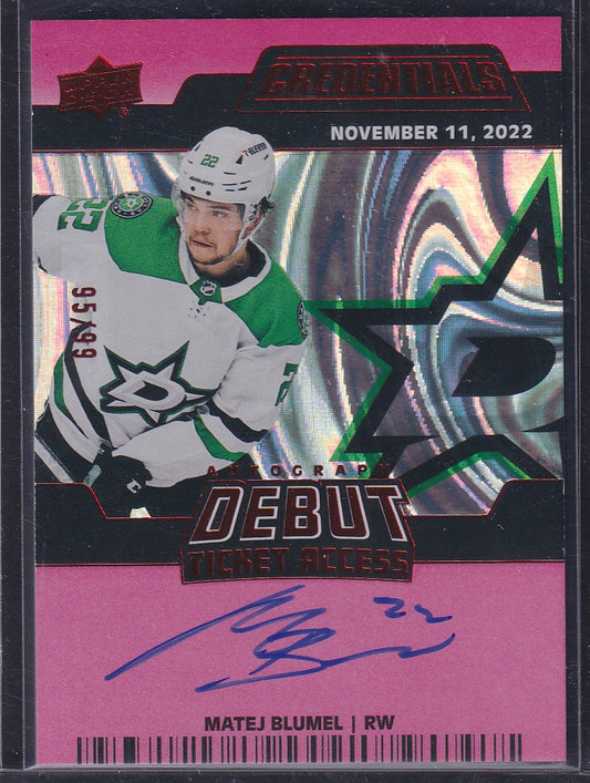 MATEJ BLUMEL - 2022 Upper Deck Credentials Debut Ticket Access Auto #DTAA-MA /99
