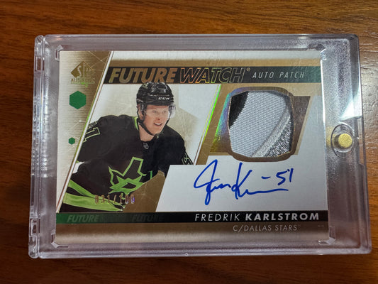 FREDRIK KARLSTROM - 2022 SP Authentic Future Watch Auto Patch #FWAP-FK, /100