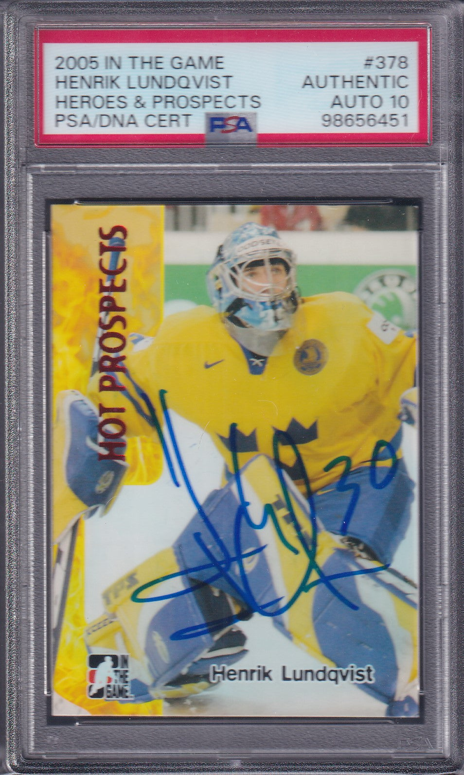 HENRIK LUNDQVIST - 2005 ITG Heroes & Prospects AUTO #378, PSA Auto 10