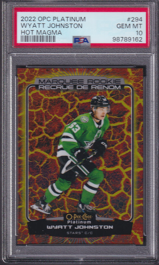 WYATT JOHNSTON - 2022 O-Pee-Chee Marquee Rookie HOT MAGMA #294, /499 PSA 10