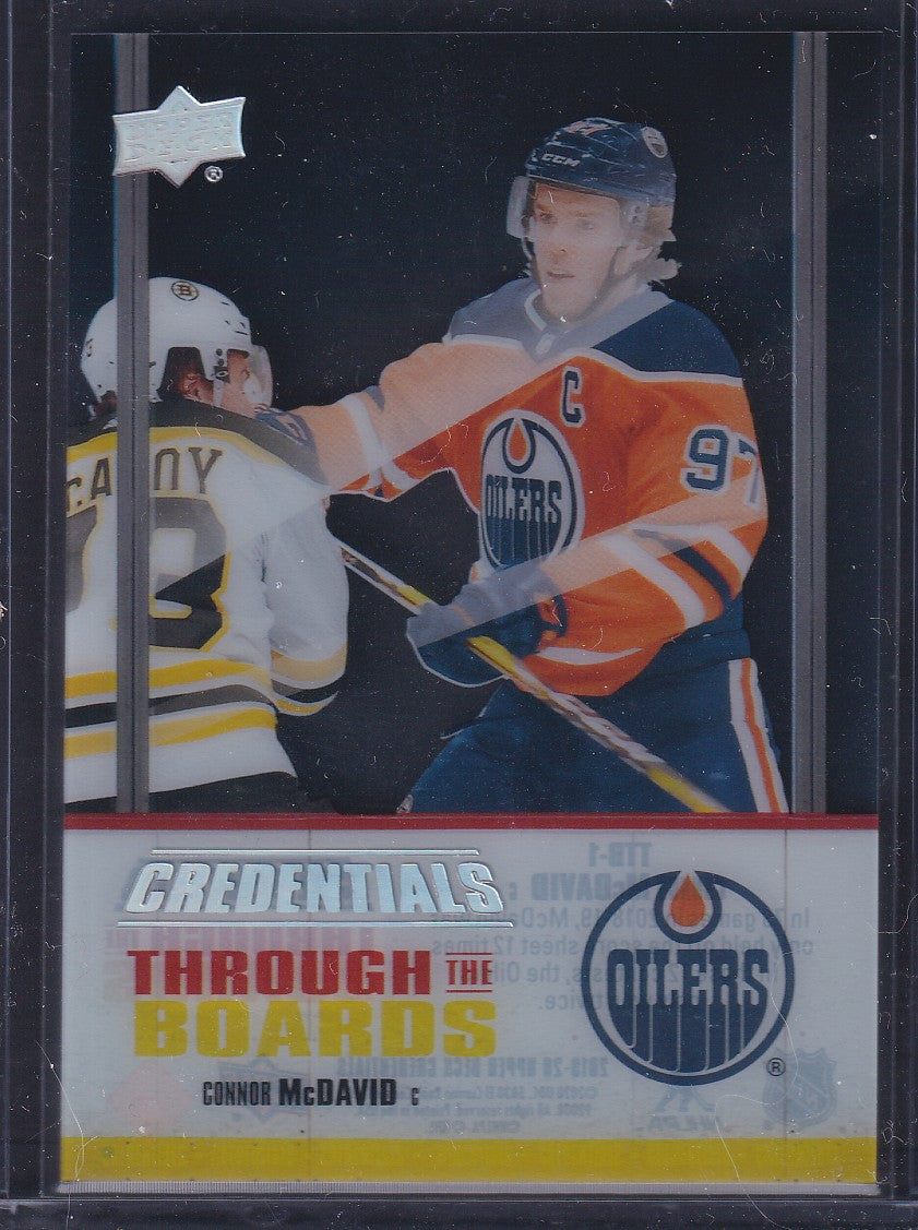 CONNOR MCDAVID - 2019 Upper Deck Credentials Through the Boards Clear Cut #TTB-1