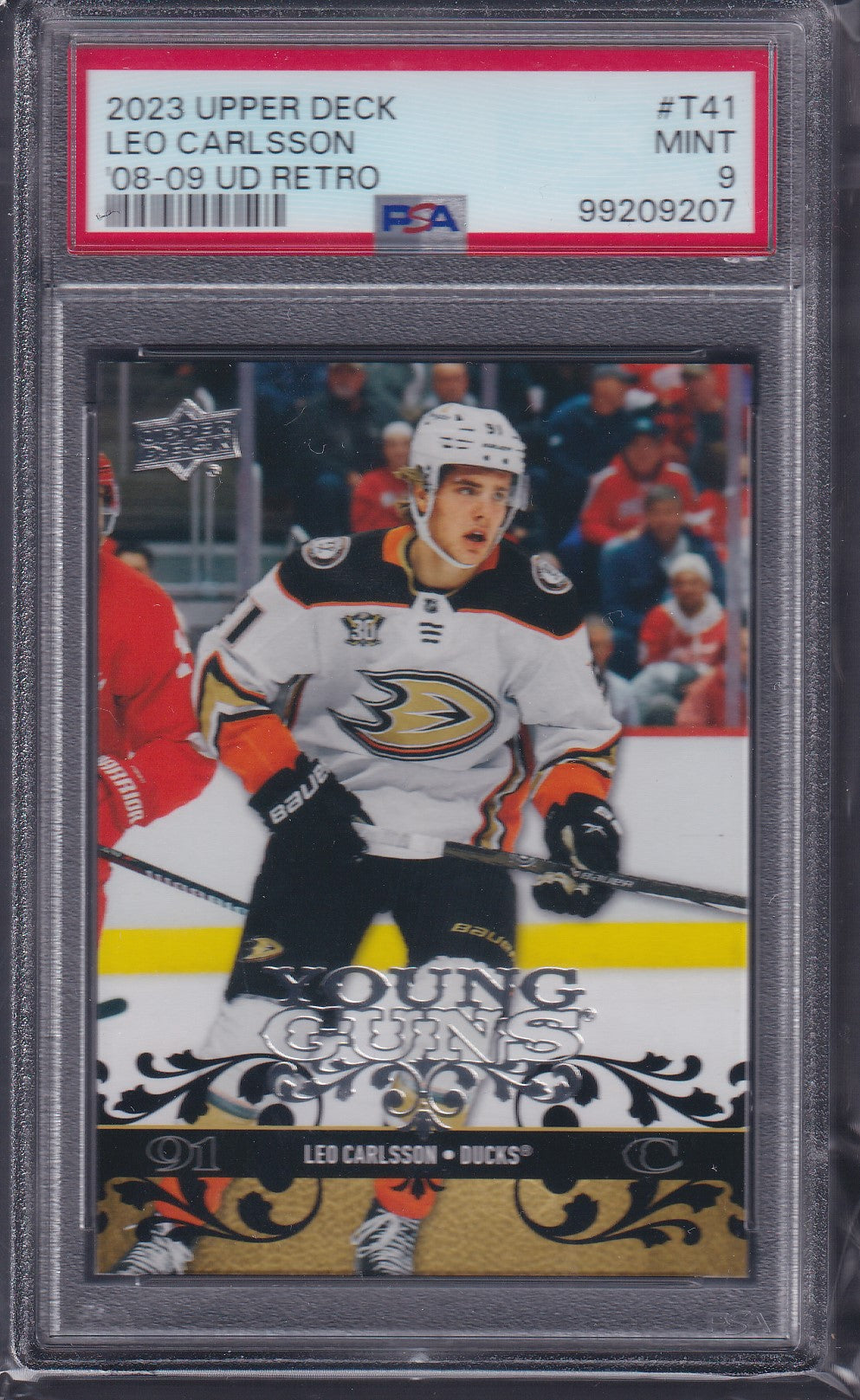 LEO CARLSSON - 2023 Upper Deck Young Guns Retro #T41, PSA 9