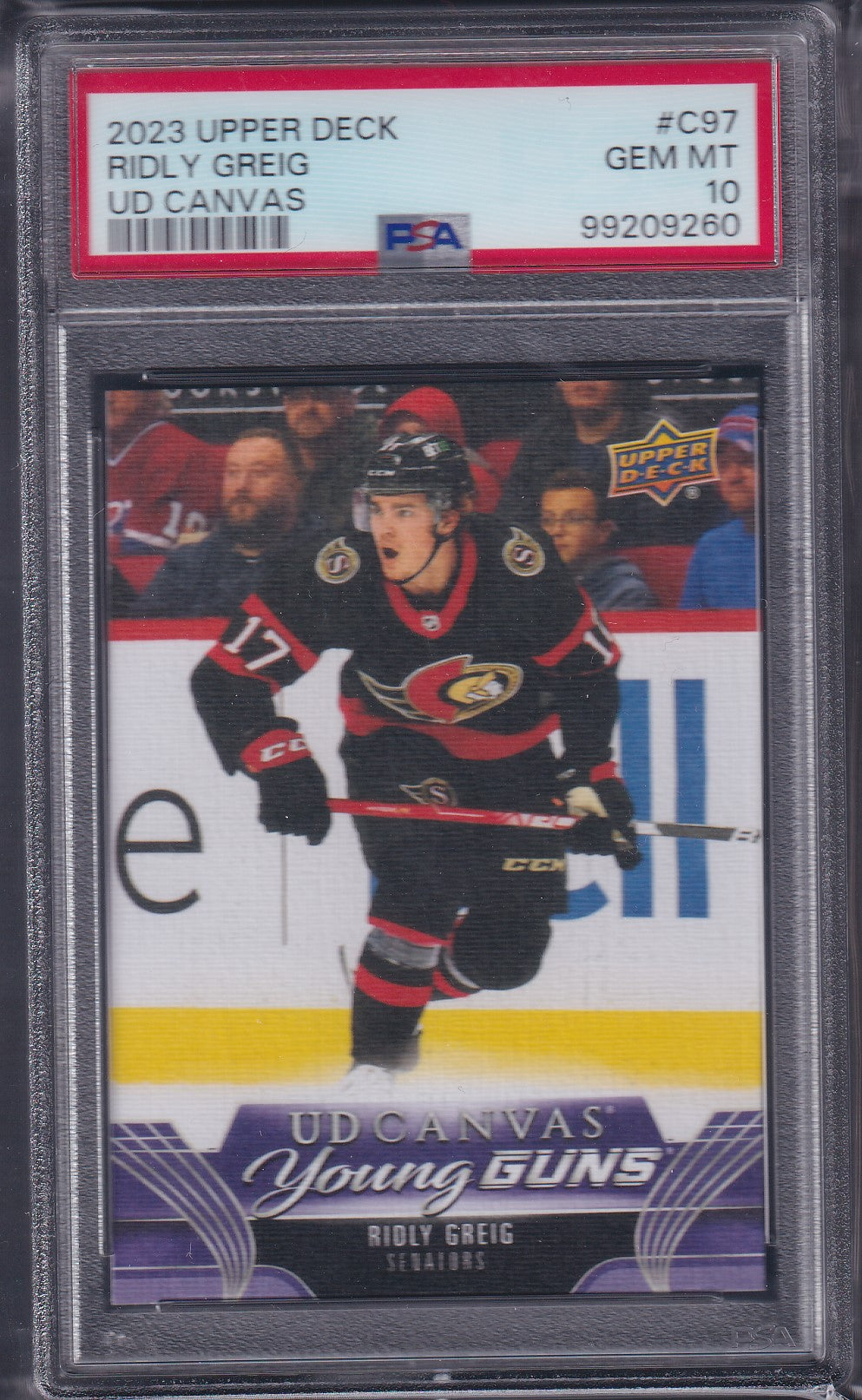 RIDLY GREIG - 2023 Upper Deck Young Guns Canvas #C97, PSA 10