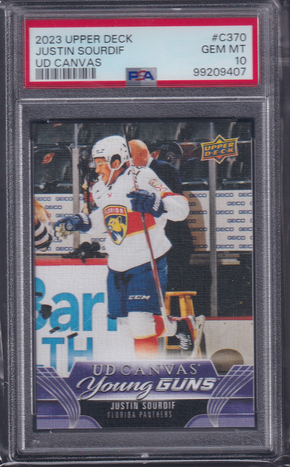 JUSTIN SOURDIF - 2023 Upper Deck Young Guns Canvas #C370, PSA 10