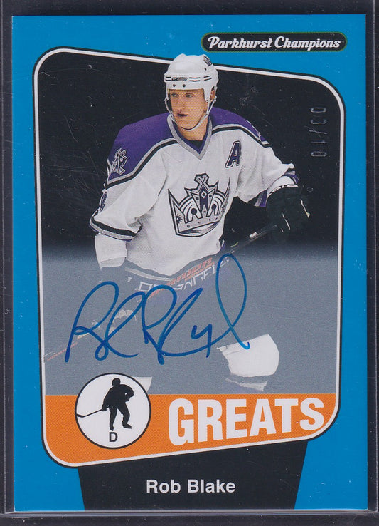 ROB BLAKE - 2024 Parkhurst Champions Greats BLUE Auto #295, /10