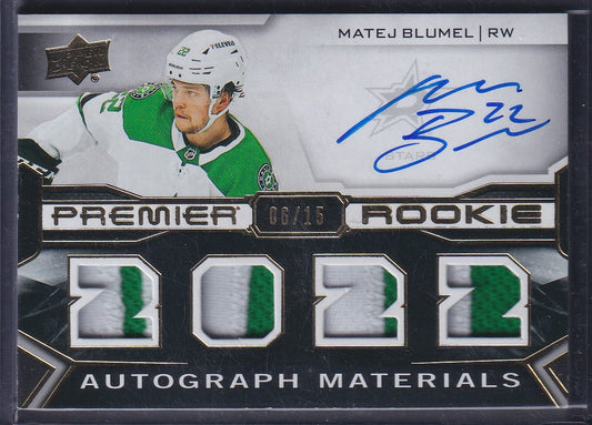 MATEJ BLUMEL - 2022 Upper Deck Premier Rookie Auto Patch #PRA-BL, /15