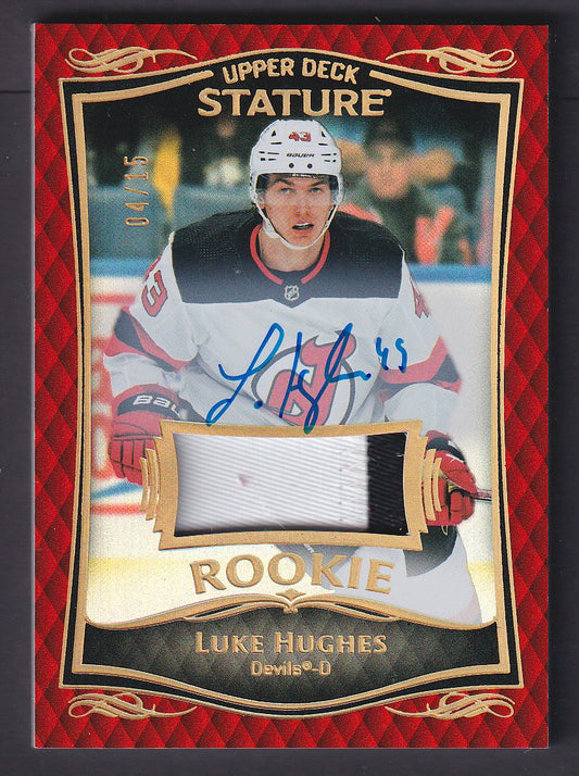 LUKE HUGHES - 2023 Upper Deck Stature Rookie Auto Patch #34, /15